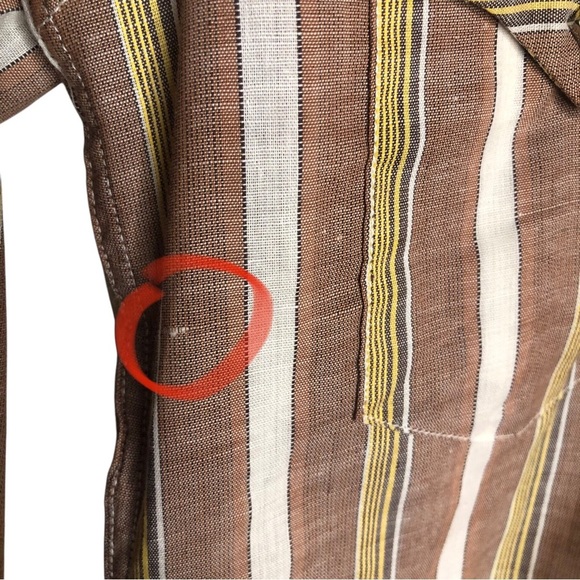 VINTAGE 70s H Bar C California Ranchwear Mens Brown Striped Western Shirt Small - Picture 4 of 8